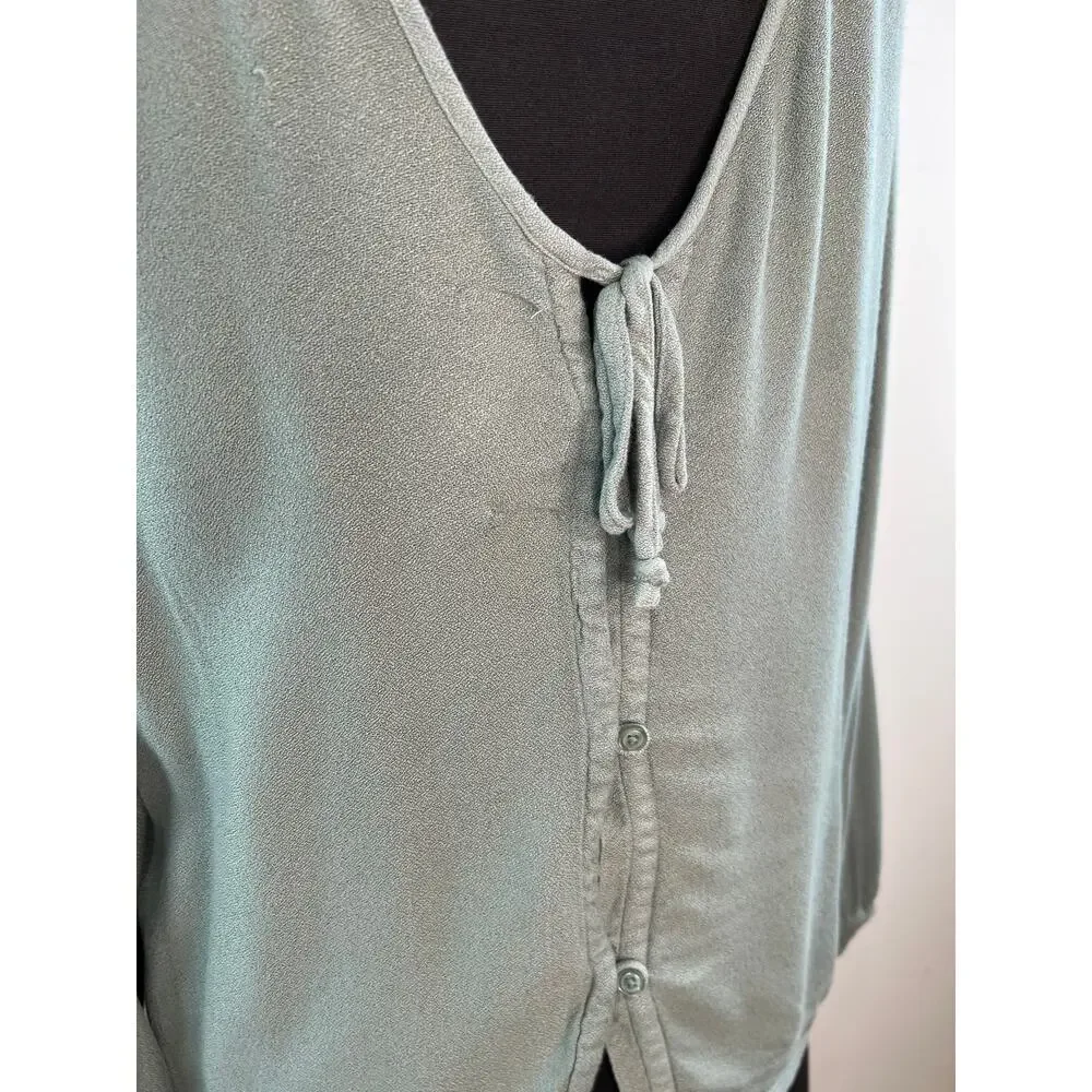 Cloth & Stone Light Green Back Button Down Long Sleeve Shirt Top Blouse M Medium